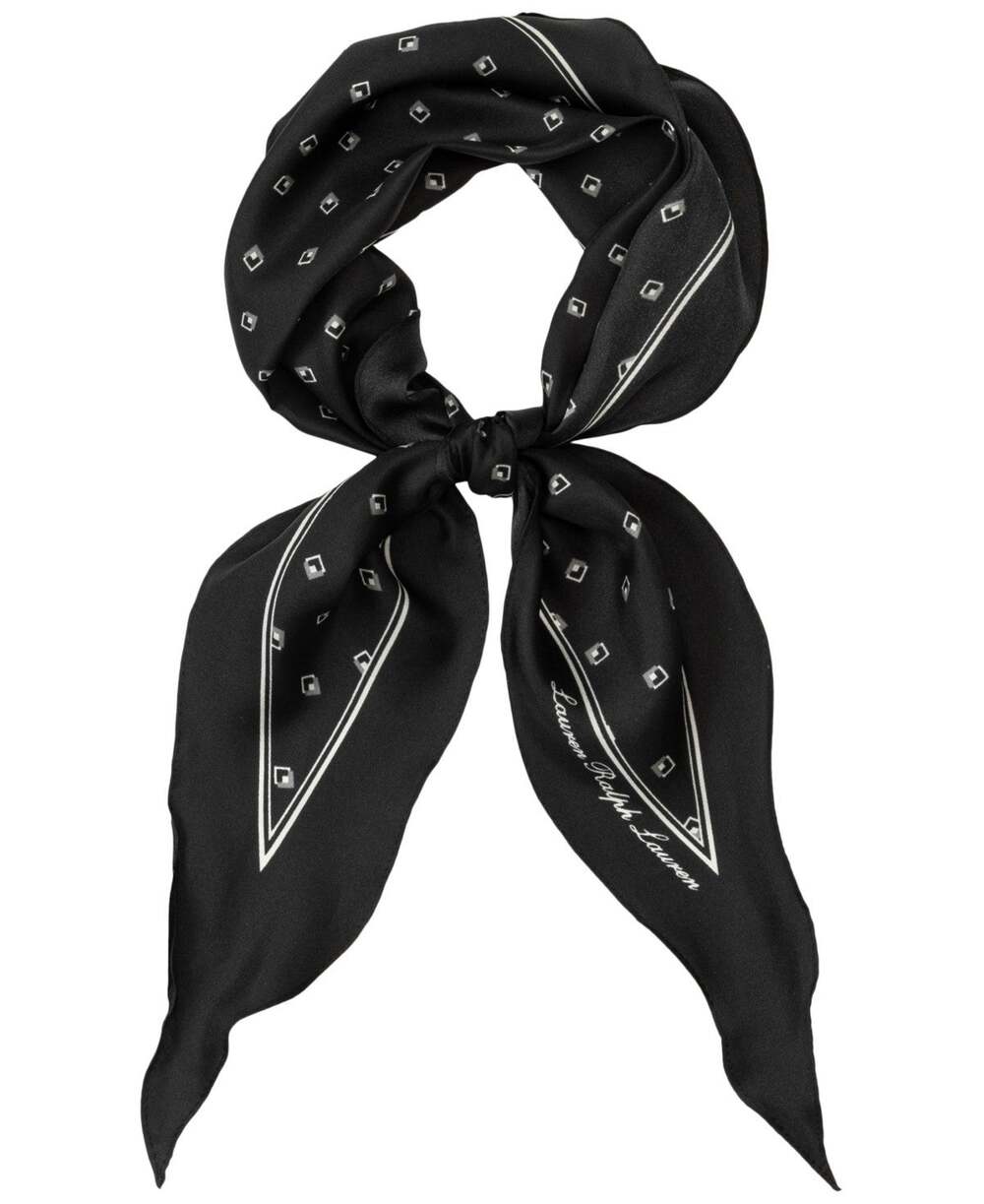 Lauren Ralph Lauren Geo Small Diamond Silk Scarf Black One Size